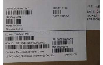 Lenovo 5CB1R61667 C-Cover with keyboard, UK English, Luna Grey, Puresight Logo, Screw, UK