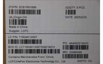 Lenovo 5CB1R61689 C-Cover with keyboard, Portuguese, Luna Grey, Non-Puresight Logo, Screw, UK