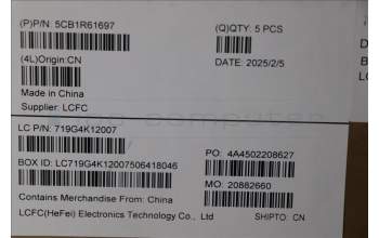 Lenovo 5CB1R61697 C-Cover with keyboard, UK English, Luna Grey, Non-Puresight Logo, Screw, UK