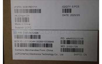 Lenovo 5CB1R61711 C-Cover with keyboard, Hebrew, Cosmic Blue, Puresight Logo, Screw, US