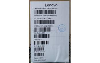 Lenovo 5CB1R68065 C-Cover with keyboard, Norwegian, Luna Grey, Puresight Logo, Non-FingerPrint, UK