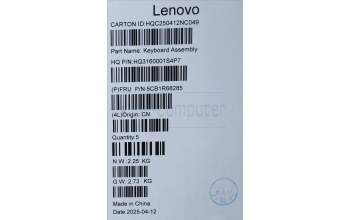 Lenovo 5CB1R68285 C-Cover with keyboard, Belgian, Luna Grey, Puresight Logo, Non-FingerPrint, UK