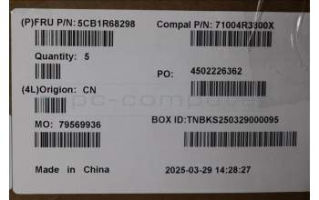 Lenovo 5CB1R68298 C-Cover with keyboard, US English Euro, Luna Grey, Puresight Logo, US