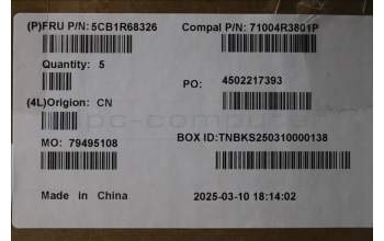 Lenovo 5CB1R68326 C-Cover with keyboard, English, Luna Grey, Non-Puresight Logo, US