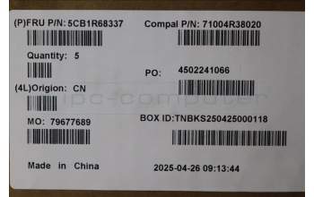 Lenovo 5CB1R68337 C-Cover with keyboard, Spanish, Luna Grey, Non-Puresight Logo, UK