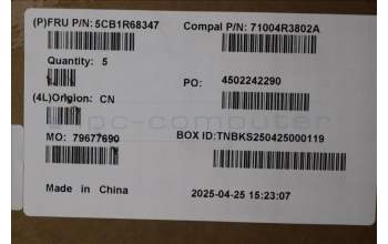 Lenovo 5CB1R68347 C-Cover with keyboard, Belgian, Luna Grey, Non-Puresight Logo, UK