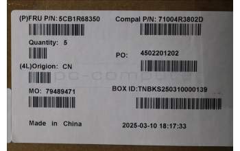 Lenovo 5CB1R68350 C-Cover with keyboard, Switzerland, Luna Grey, Non-Puresight Logo, UK