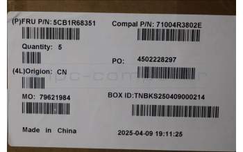 Lenovo 5CB1R68351 C-Cover with keyboard, Bulgarian, Luna Grey, Non-Puresight Logo, UK