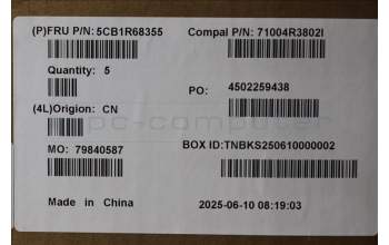 Lenovo 5CB1R68355 C-Cover with keyboard, Ukraine, Luna Grey, Non-Puresight Logo, US