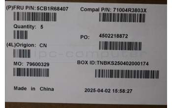 Lenovo 5CB1R68407 C-Cover with keyboard, Hungarian, Seashell, Puresight Logo, UK