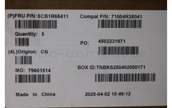 Lenovo 5CB1R68411 C-Cover with keyboard, Switzerland, Seashell, Puresight Logo, UK