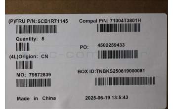 Lenovo 5CB1R71145 C-Cover with keyboard, Ukraine, Luna Grey, US