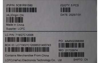 Lenovo 5CB1R91580 C-Cover with keyboard, Belgian, Luna Grey, DIS, UK