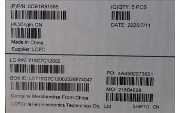 Lenovo 5CB1R91585 C-Cover with keyboard, US English Euro, Luna Grey, DIS, US