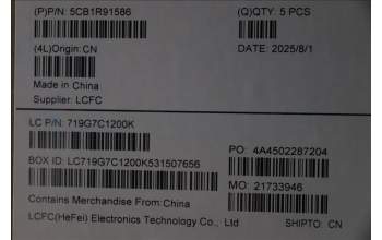 Lenovo 5CB1R91586 C-Cover with keyboard, French, Luna Grey, DIS, US