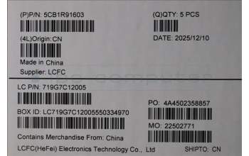 Lenovo 5CB1R91603 C-Cover with keyboard, Switzerland, Luna Grey, DIS, UK