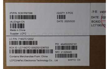 Lenovo 5CB1R97098 C-Cover with keyboard, UK English, Luna Grey, UMA, UK