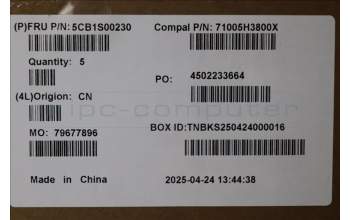 Lenovo 5CB1S00230 C-Cover with keyboard, Belgian, Tidal Teal, Puresight Logo, UK