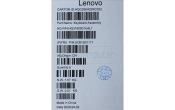 Lenovo 5CB1S01171 C-Cover with keyboard, UK English, Luna Grey, Backlight, Non-FingerPrint, UK
