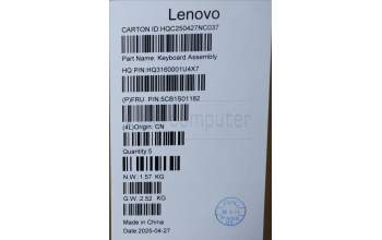 Lenovo 5CB1S01182 C-Cover with keyboard, French, Luna Grey, Backlight, Non-FingerPrint, US