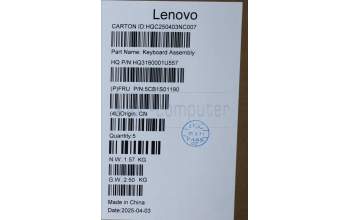 Lenovo 5CB1S01190 C-Cover with keyboard, Nordic, Luna Grey, Backlight, Non-FingerPrint, UK