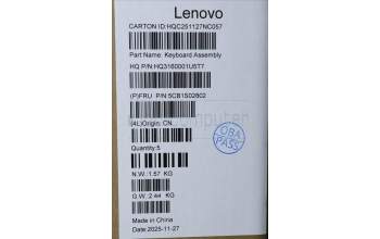 Lenovo 5CB1S02802 C-Cover with keyboard, French, Luna Grey, Non-FingerPrint, US