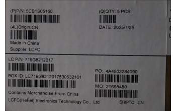 Lenovo 5CB1S05160 C-Cover with keyboard, Nordic, Luna Grey, Non-Backlight, FingerPrint, UK