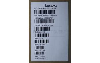 Lenovo 5CB1S11858 C-Cover with keyboard, English, Luna Grey, Backlight, US