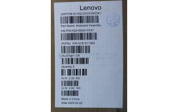 Lenovo 5CB1S11865 C-Cover with keyboard, Hebrew, Luna Grey, Backlight, US