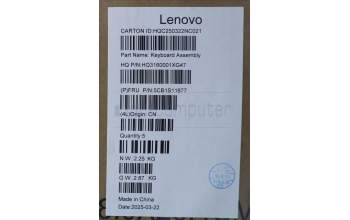 Lenovo 5CB1S11877 C-Cover with keyboard, Switzerland, Luna Grey, Backlight, UK