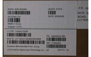 Lenovo 5CB1S24094 C-Cover with keyboard, Hungarian, Eclipse Black, White Backlight, Anodizing Sandblasting, UK