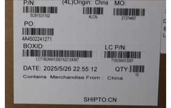 Lenovo 5CB1S31102 Strip Cover, 83LT, Eclipse Black