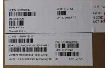 Lenovo 5CB1S50837 C-Cover with keyboard, Czech Slovakian, Luna Grey, UK