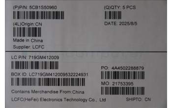 Lenovo 5CB1S50960 C-Cover with keyboard, Switzerland, Luna Grey, UK