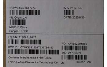 Lenovo 5CB1S57373 C-Cover with keyboard, Czech Slovakian, ClickPad, w/Screw, UK