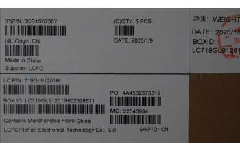 Lenovo 5CB1S57387 C-Cover with keyboard, Nordic, ClickPad, w/Screw, UK