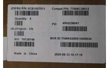 Lenovo 5CB1S57511 C-Cover with keyboard, UK English, White Backlight, UK