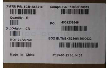 Lenovo 5CB1S57518 C-Cover with keyboard, Nordic, White Backlight, UK