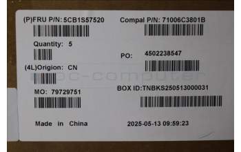 Lenovo 5CB1S57520 C-Cover with keyboard, German, White Backlight, UK