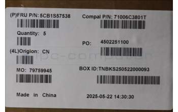 Lenovo 5CB1S57538 C-Cover with keyboard, Arabic, RGB Backlight, US