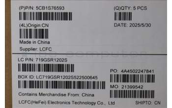 Lenovo 5CB1S76593 C-Cover with keyboard, English, Eclipse Black, White Backlight, Anodizing Sandblasting, US