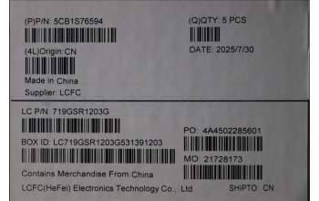 Lenovo 5CB1S76594 C-Cover with keyboard, US English Euro, Eclipse Black, White Backlight, Anodizing Sandblasting, US