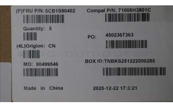 Lenovo 5CB1S90402 C-Cover with keyboard, Switzerland, Luna Grey, White Backlight, UK