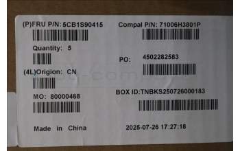 Lenovo 5CB1S90415 C-Cover with keyboard, Hebrew, Luna Grey, RGB Backlight, US