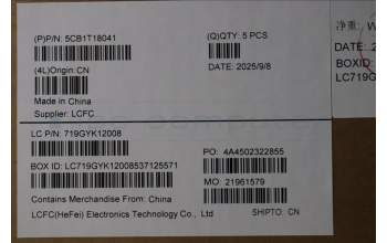 Lenovo 5CB1T18041 C-Cover with keyboard, Hebrew, RGB Backlight, US