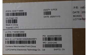 Lenovo 5CB1T18689 C-Cover with keyboard, Bulgarian, Luna Grey, Backlight, UK