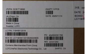 Lenovo 5CB1T18690 C-Cover with keyboard, Czech Slovakian, Luna Grey, Backlight, UK