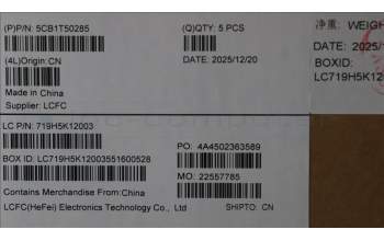 Lenovo 5CB1T50285 C-Cover with keyboard, Nordic, Luna Grey, Non-Backlight, UK