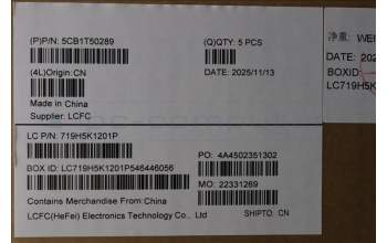 Lenovo 5CB1T50289 C-Cover with keyboard, Spanish, Luna Grey, Non-Backlight, UK