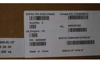 Lenovo 5CB1U78442 C-Cover with keyboard, US English Euro, 1-Zone RGB Backlight, US